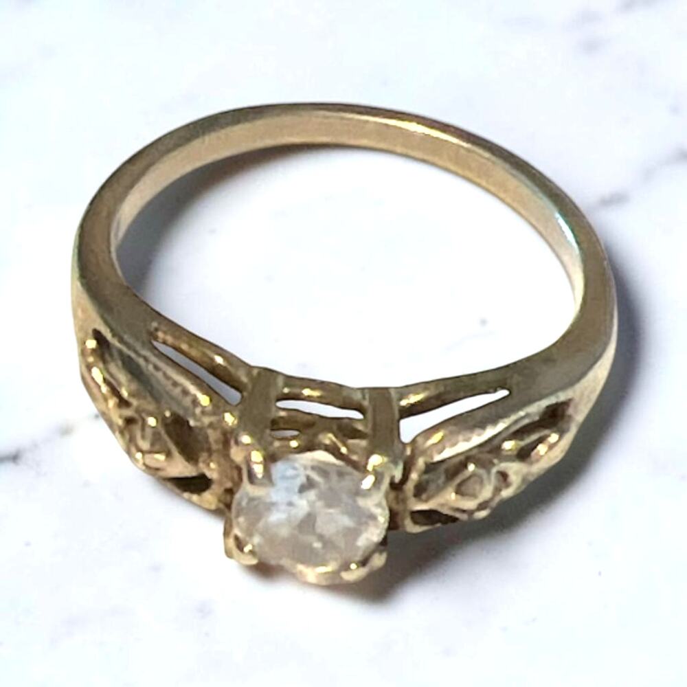 Vintage Avon Brilliantelle Series Filigree 925 Round Brilliant-cut CZ-Size 9.75
